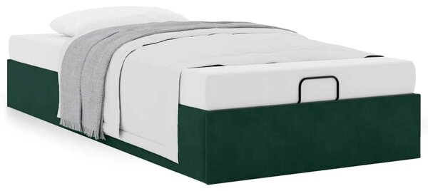 Osmanský rám postele bez matrace tmavě zelené 90x200 cm samet 3310940