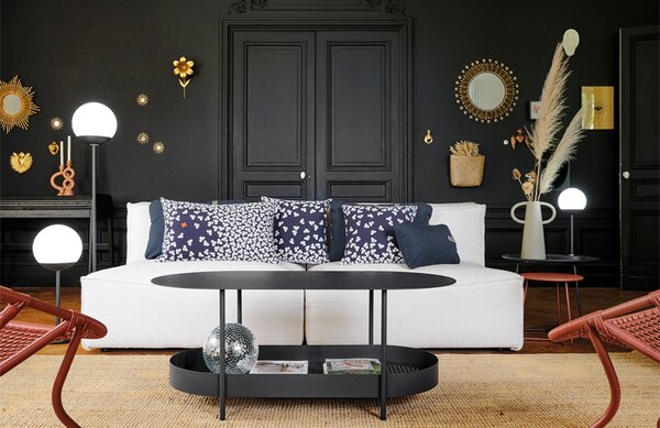 Muškátově šedá venkovní LED lampa Fermob MOOON! 41 cm