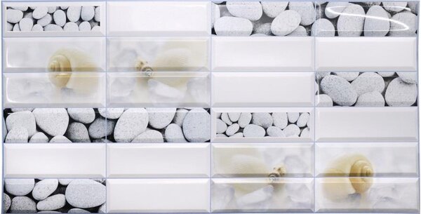 Obkladové panely 3D PVC TP10014010, cena za kus, rozměr 955 x 480 mm, mušle a kameny, GRACE
