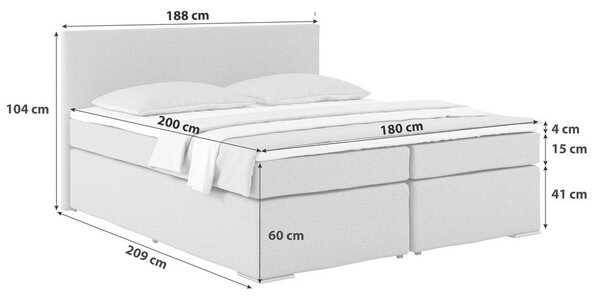 Postel Boxspring NERO PL: 180x200 cm, světlemodrá