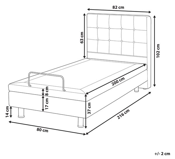 Polohovací postel Tkanina DUKE 80 x 200 cm Tmavě šedá