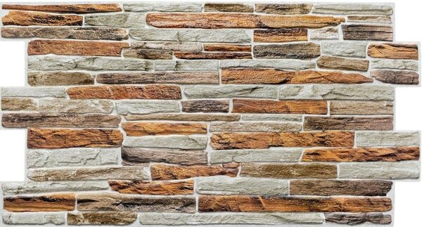 Obkladové panely 3D PVC TP10017303, rozměr 980 x 480 mm, kámen hnědo-šedý, GRACE