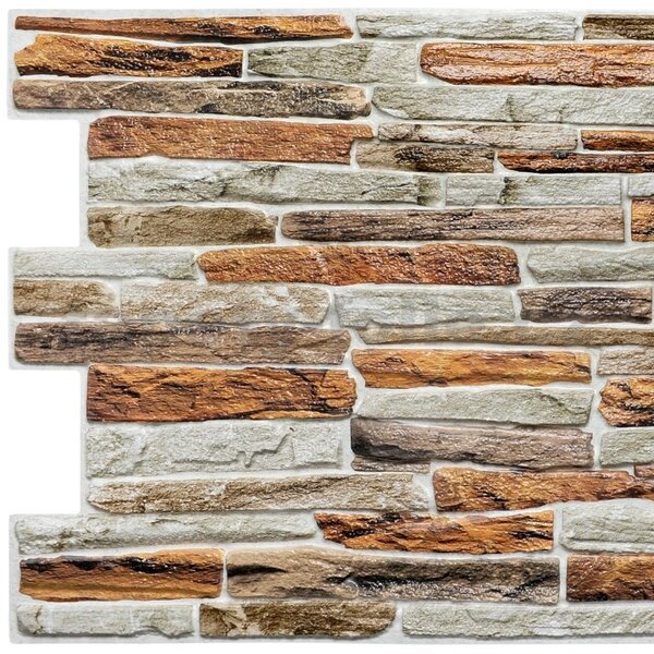 Obkladové panely 3D PVC TP10017303, rozměr 980 x 480 mm, kámen hnědo-šedý, GRACE