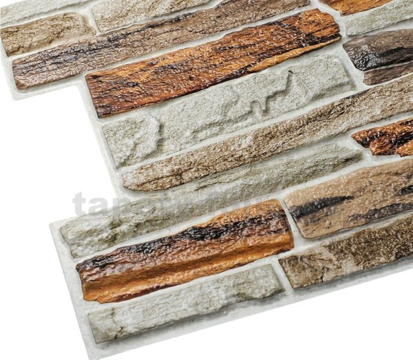 Obkladové panely 3D PVC TP10017303, rozměr 980 x 480 mm, kámen hnědo-šedý, GRACE