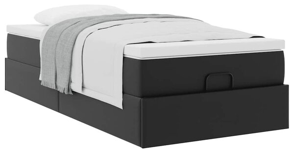 Osmanský rám postele s matrací černý 80x200cm umělá kůže 3311006