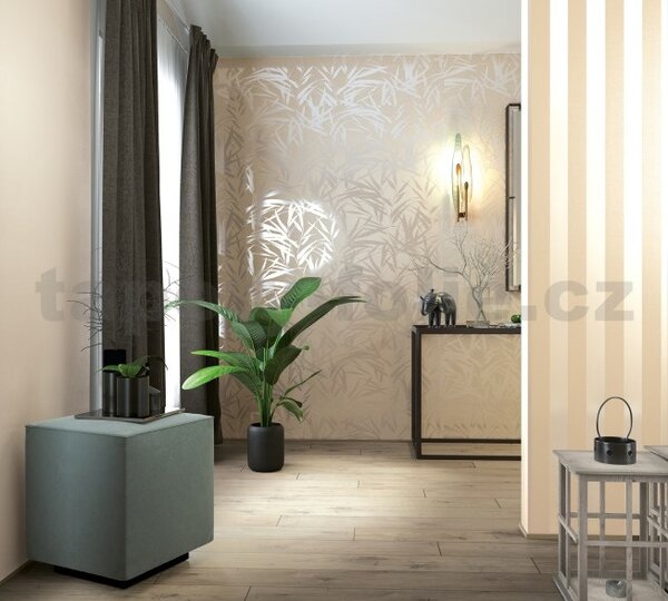 Vliesové tapety na zeď Ella 6751-10, textilní struktura bílá se třpytkami, rozměr 10,05 m x 0,53 m, Novamur 82047