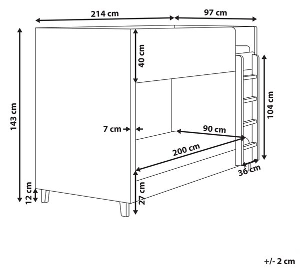 Patrová postel Umělý samet CHOCQUES 90 x 200 cm Pastelově růžová