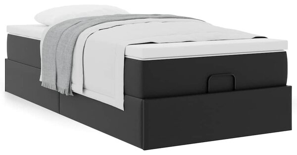 Osmanský rám postele s matrací černý 80x200cm umělá kůže 3311006