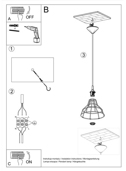 Sollux Lighting Závěsné svítidlo ANATA černé