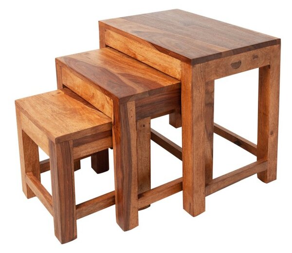 Set odkládacích stolků Freddo 45 cm sheesham 3 ks
