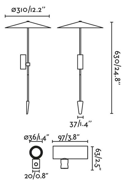 FARO CLAP 630 lampa se zápichem, černá 6W 3000K 38st. se stínítkem 24V
