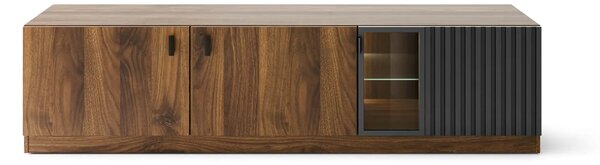 Szynaka TV stolek s LED osvětlením Radium 25 180 cm ořech Columbia/černý
