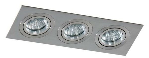 Stropní bodové zápustné svítidlo AZzardo Caro 3 Square aluminium AZ2441 GU10 3x40W IP20 25,6cm hliníkové