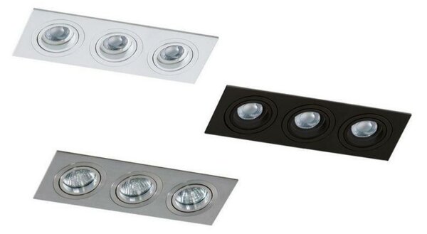 Stropní bodové zápustné svítidlo AZzardo Caro 3 Square aluminium AZ2441 GU10 3x40W IP20 25,6cm hliníkové