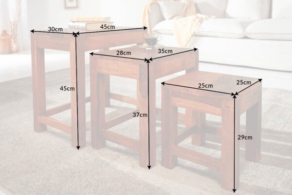 Set odkládacích stolků Freddo 45 cm sheesham 3 ks