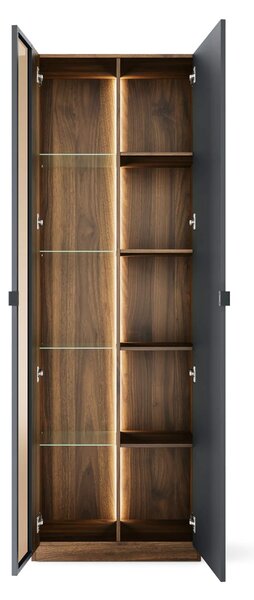 Szynaka Vitrína s LED osvětlením Radium 11 68 cm ořech Columbia/černá