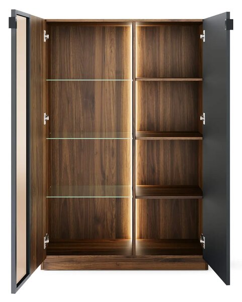 Szynaka Vitrína s LED osvětlením Radium 15 91 cm ořech Columbia/černá