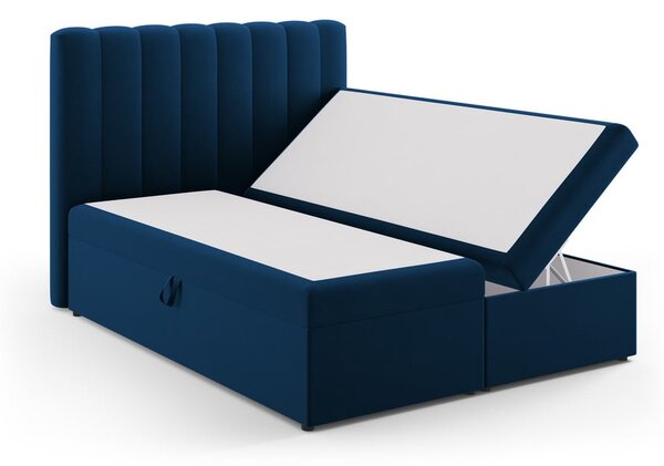 Tmavě modrá boxspring postel s úložným prostorem 160x200 cm Gina – Milo Casa