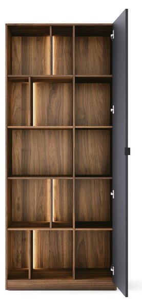 Szynaka Vitrína s LED osvětlením Radium 16 86 cm ořech Columbia/černá