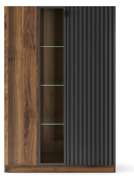 Szynaka Vitrína s LED osvětlením Radium 15 91 cm ořech Columbia/černá
