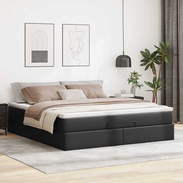 Osmanský rám postele s matrací černá 160x200cm umělá kůže 3311046
