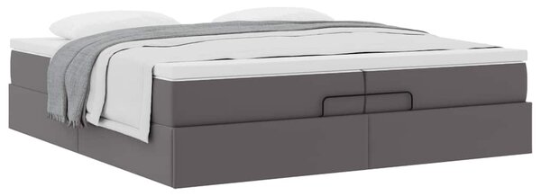 Osmanský rám postele s matrací šedá 200x200cm umělá kůže 3311059