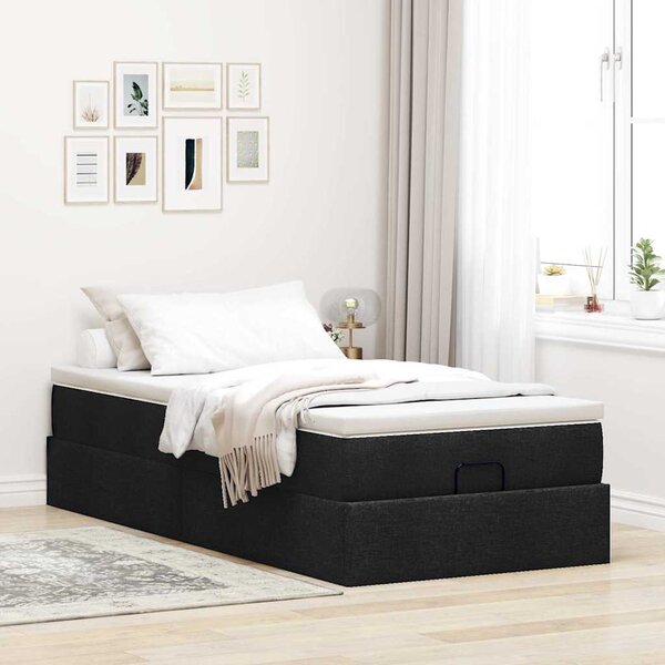 Osmanský rám postele s matrací černá 80x200cm textil 3311066