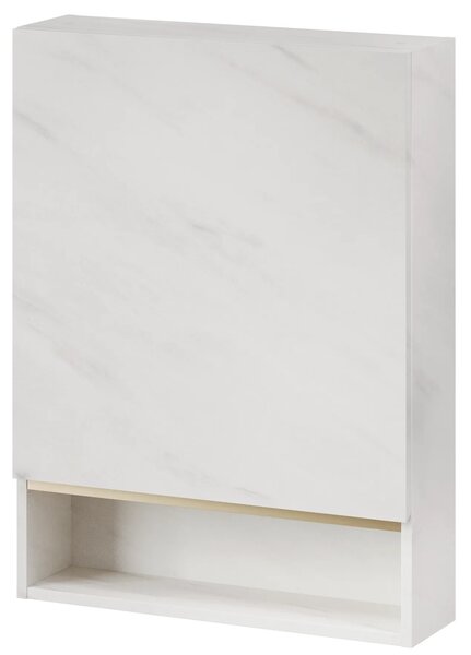 Szynaka Závěsná koupelnová skříňka Letto 04 60 cm bílý mramor/zlatá