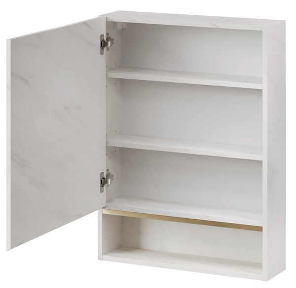 Szynaka Závěsná koupelnová skříňka Letto 04 60 cm bílý mramor/zlatá