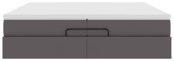 Osmanský rám postele s matrací šedá 200x200cm umělá kůže 3311059