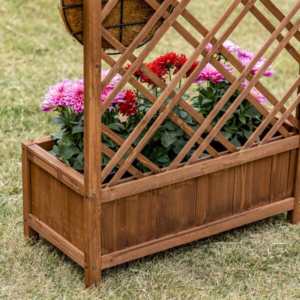 Outsunny Květináč s Trellis - Dřevěný květináč s Lezeckým Rámem pro Rostliny na Terase nebo Balkónu 60x30x122 cm Přírodní | Aosom