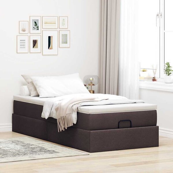 Osmanský rám postele s matrací tmavě šedá 90x200cm textil 3311081