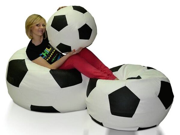 HezkýNábytek.cz Set sedacích vaků Fotbal XXXL + XXL + L (bílá + černá). 1054534