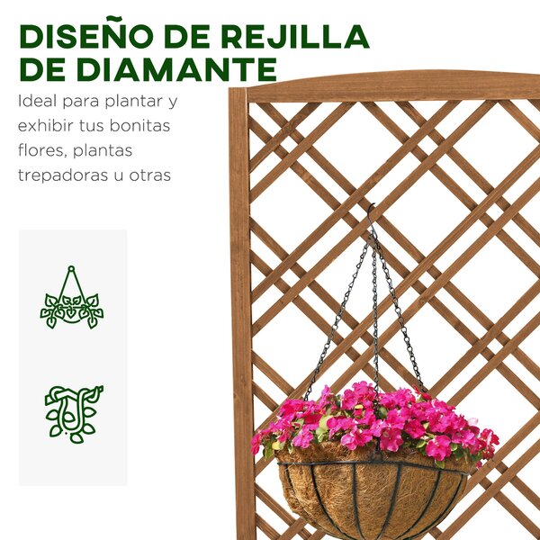 Outsunny Květináč s Trellis - Dřevěný květináč s Lezeckým Rámem pro Rostliny na Terase nebo Balkónu 60x30x122 cm Přírodní | Aosom