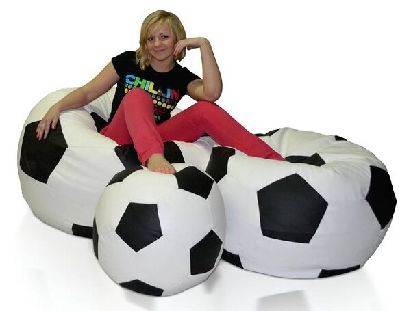 HezkýNábytek.cz Set sedacích vaků Fotbal XXXL + XXL + L (bílá + černá). 1054534