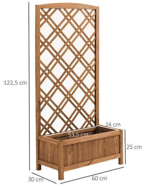 Outsunny Květináč s Trellis - Dřevěný květináč s Lezeckým Rámem pro Rostliny na Terase nebo Balkónu 60x30x122 cm Přírodní | Aosom
