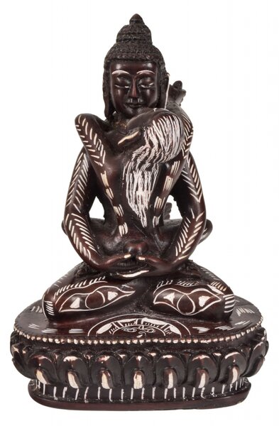 Buddha Shakti, pryskyřice, červený, ručně malovaný, 9x8x13cm (1F)