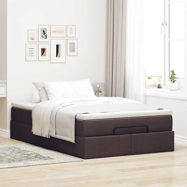 Osmanský rám postele s matrací tmavě hnědá 120x190cm textil 3311095