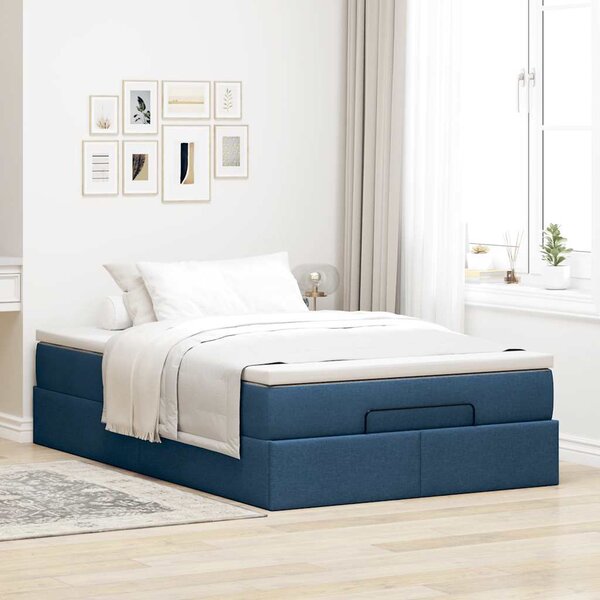 Osmanský rám postele s matrací modrá 120x190cm textil 3311098