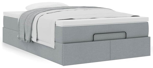 Osmanský rám postele s matrací světle šedá 120x190 cm textil 3311092