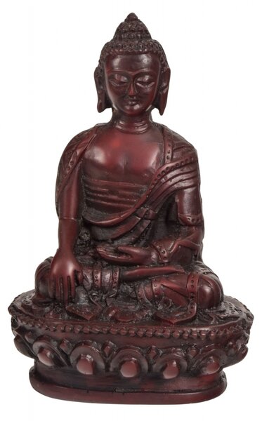 Buddha Šákjamuni, ručně vyřezávaný, tmavě červený, 7x5x10cm