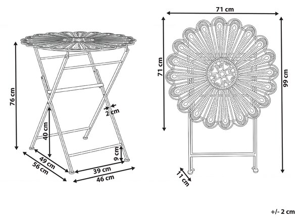 Bistro stolek PAVIA 71 cm 71 cm Kov Krémově bílá