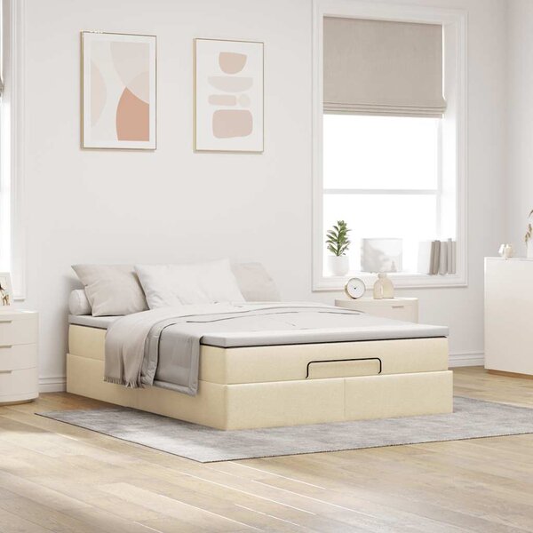 Osmanský rám postele s matrací krémově 140x200cm textil 3311118