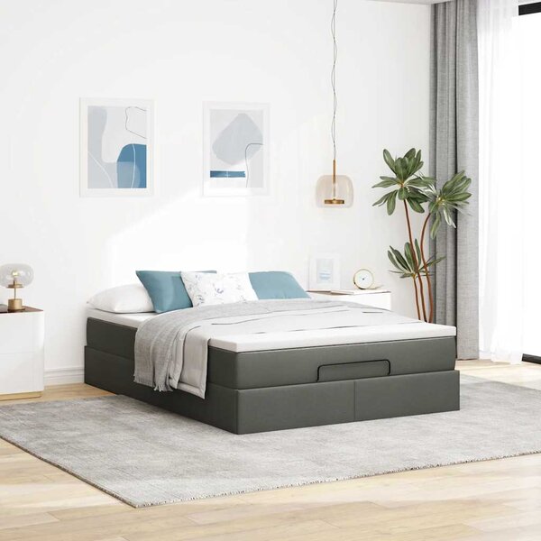 Osmanský rám postele s matrací tmavě šedá 140x190cm textil 3311107