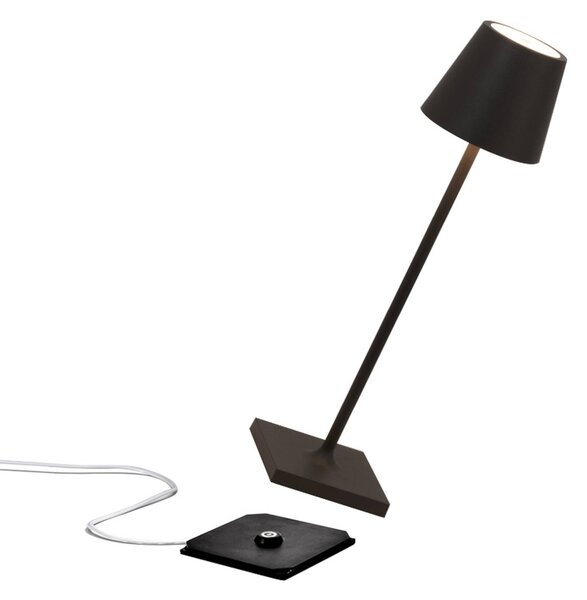 Zafferano Poldina micro akumulátorová lampa, IP65 černá, stmívatelný, Černá, Hliník, Moderní