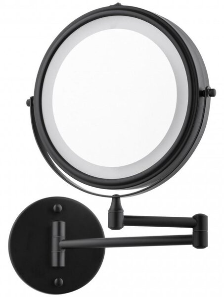 Erga Eda, LED osvětlené kosmetické zrcadlo na make-up ø20 cm, černá matná, ERG-YKA-CH.EDA-BLK