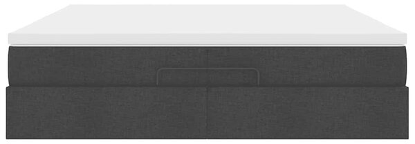 Osmanský rám postele s matrací černý 200x200cm textil 3311136