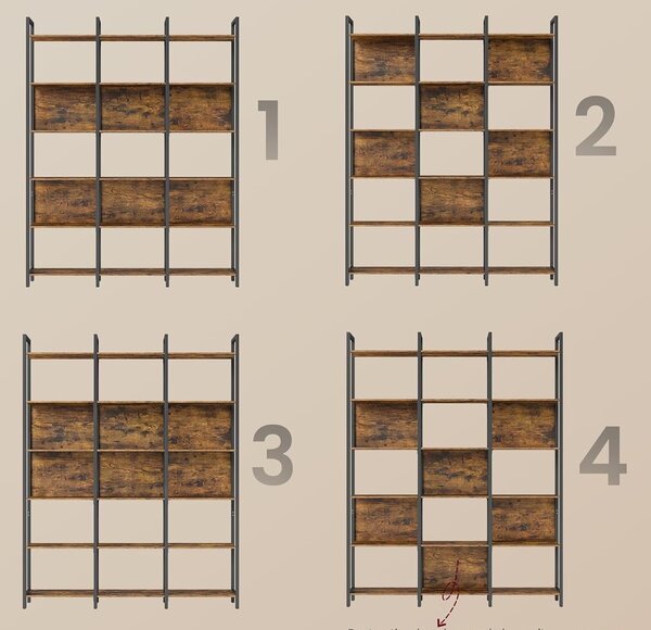 SONGMICS Knihovna Vasagle Eleven 128 cm černá/hnědá