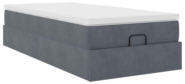 Osmanský rám postele s matrací tmavě šedá 80x200cm samet 3311148