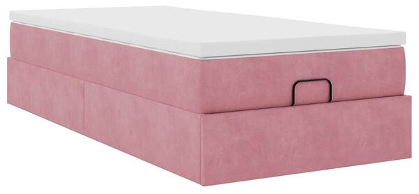 Osmanský rám postele s matrací růžová 90x200cm samet 3311164